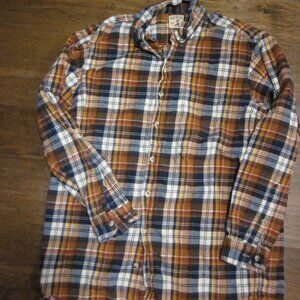 Vtg Red head brown plaid heavy cotton flannel outdoor wear shirt XLT